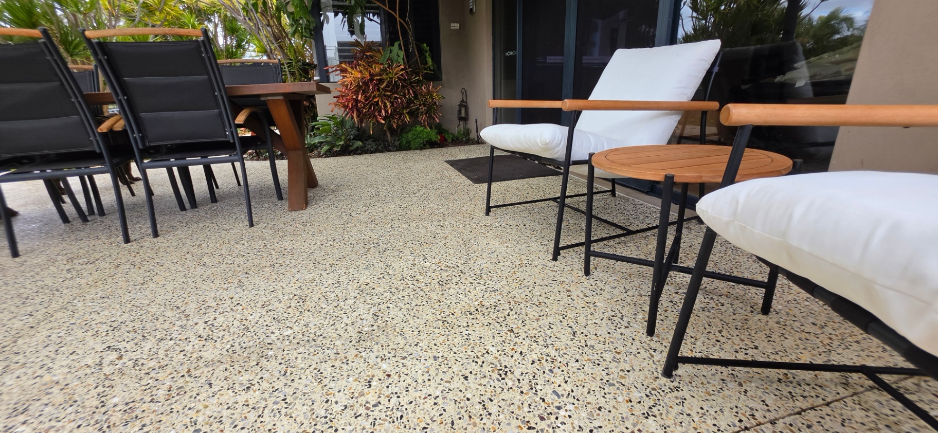 Honed washed aggregate finish